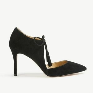 Ann Taylor Adalaide Black Suede Tassel Heels